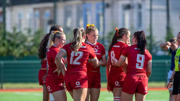 Wales Under-20s celebrate a try against Scotland