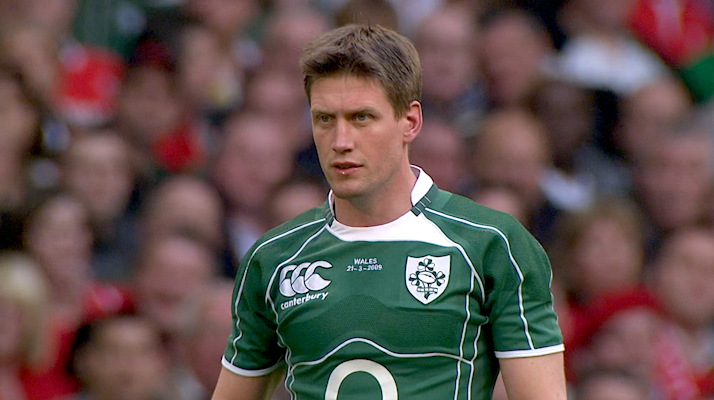 An intense Ronan O'Gara prepares to take a kick against Wales during Ireland's 2009 Grand Slam decider.