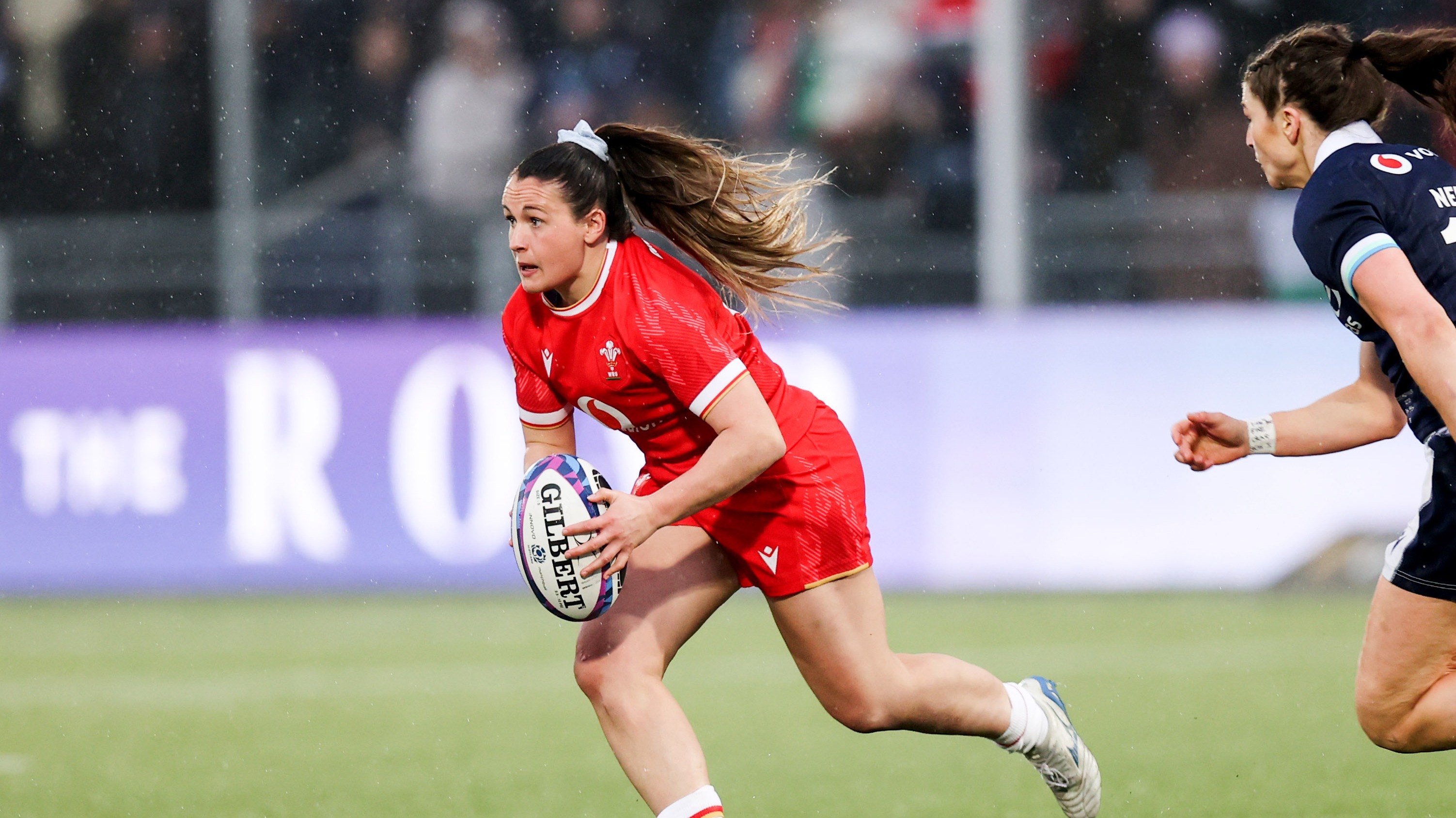 Wales' Kayleigh Powell in action during the 2026 Guinness Women's Six Nations Championship Round 1 game between Wales and Scotland in Principality Stadium, Cardiff