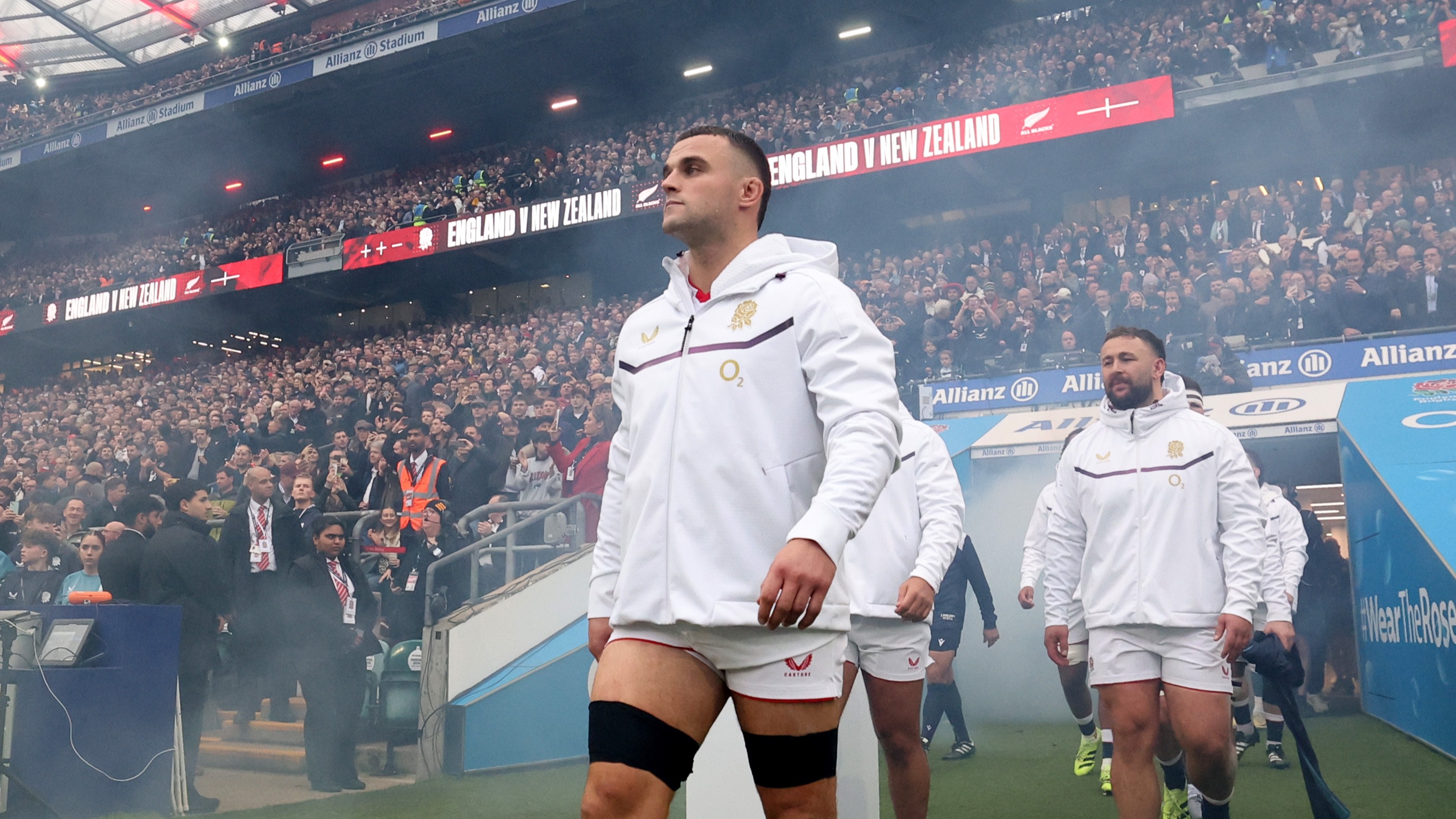 England's Ben Earl and Will Stuart take to the field before the 2025 Quilter Nations Series game against New Zealand in Allianz Stadium.