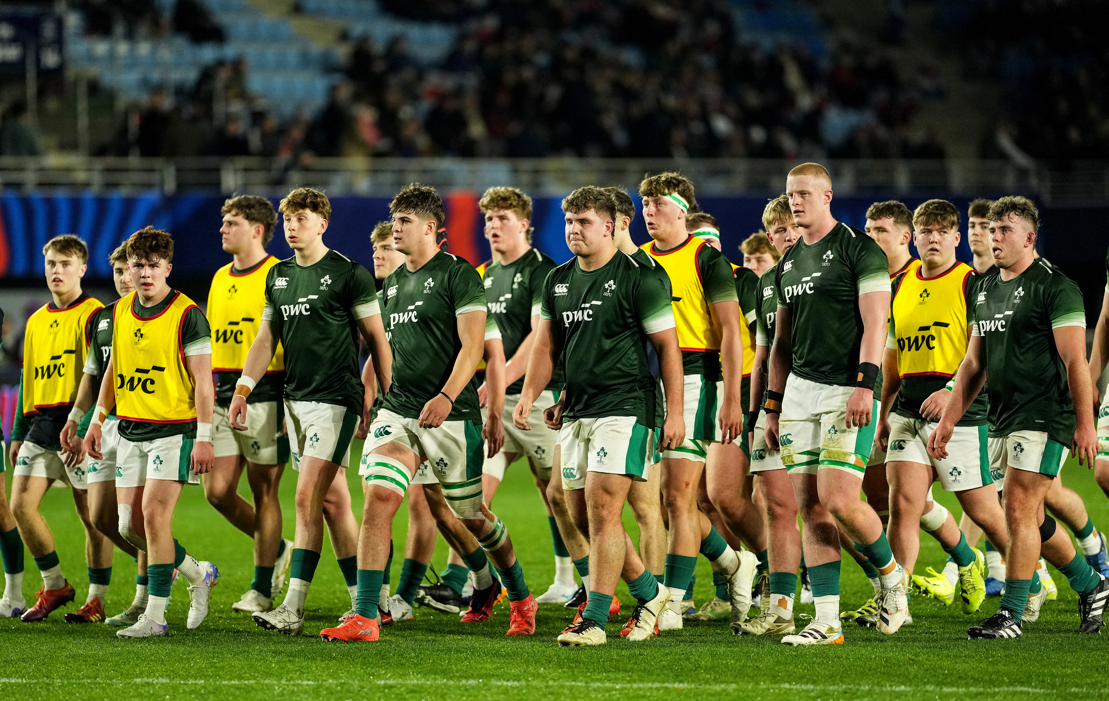 A view of the Ireland team making their way in ahead of the 2026 U20 Six Nations match against France in Perpignan.
