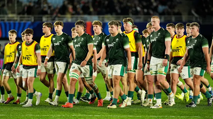 A view of the Ireland team making their way in ahead of the 2026 U20 Six Nations match against France in Perpignan.