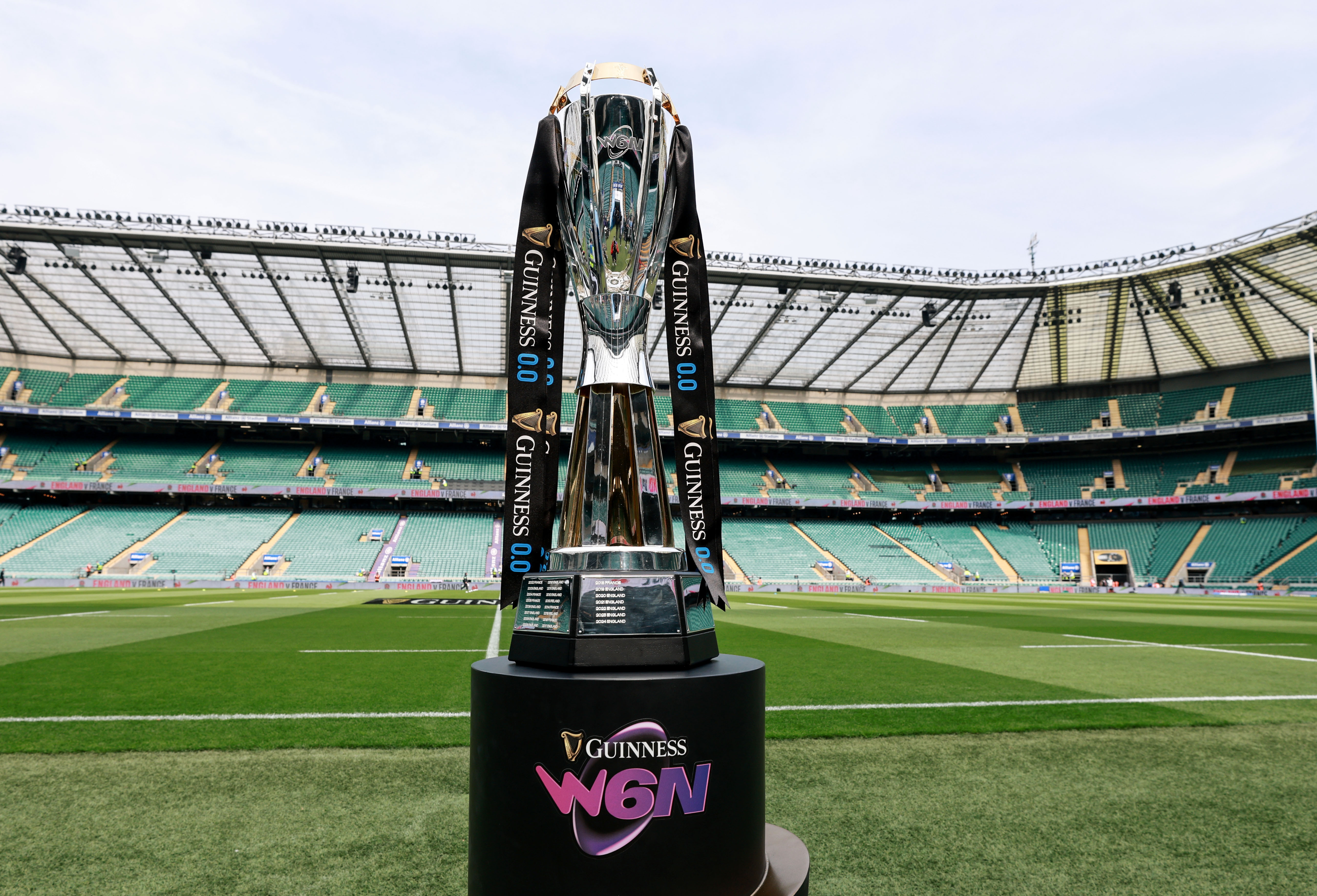 Graphics promoting a competition to attend the 2026 Guinness Women's Six Nations launch.