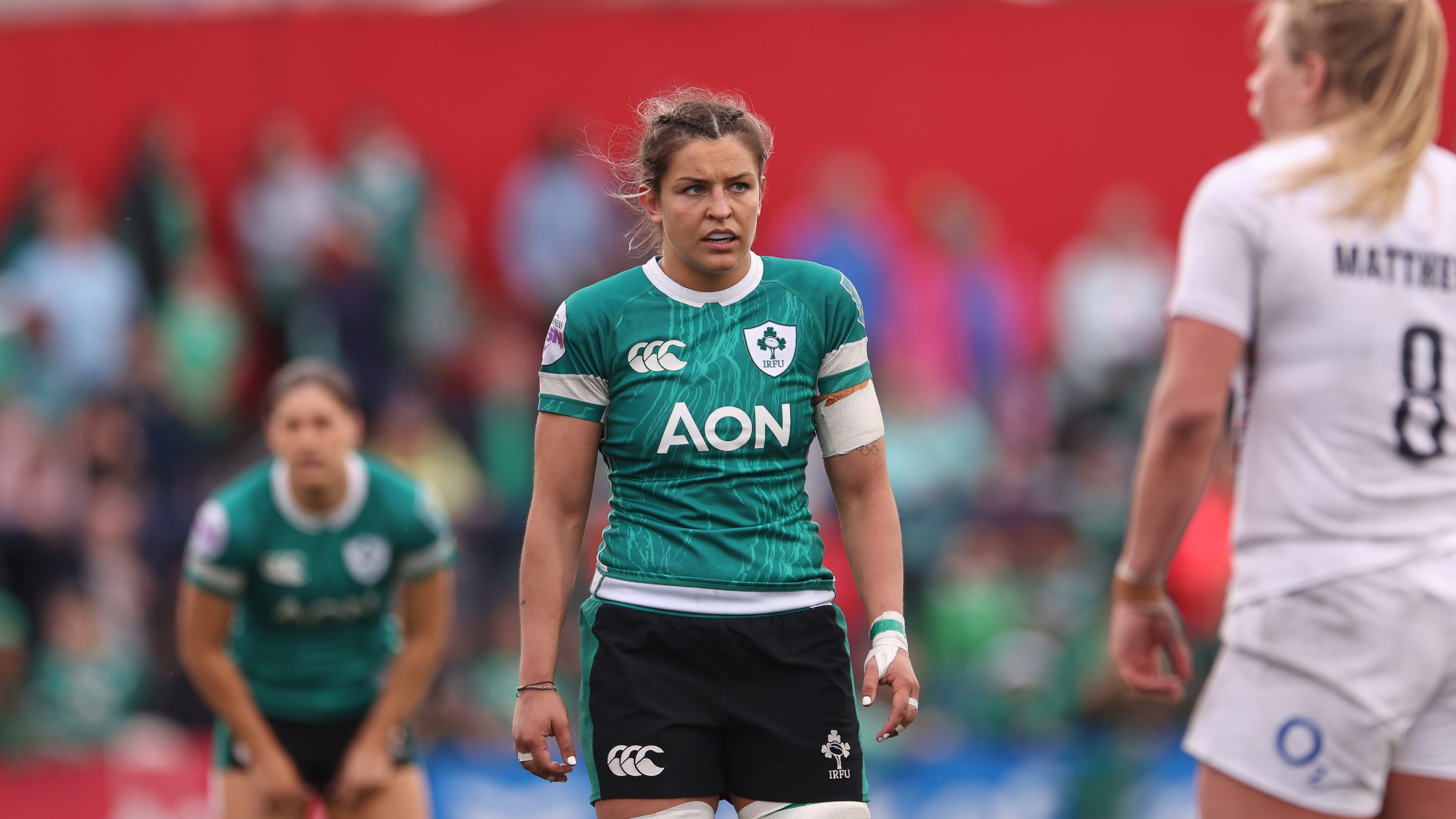 Ireland’s Erin King during the 2025 Guinness Women's Six Nations Championship Round 3 game between Ireland and England in Virgin Media Park, Cork,
