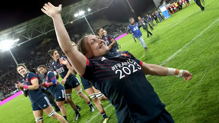 Women’s Six Nations Championship Round 5, Stade Amedee Domenech, Brive, France 18/3/2017
France vs Wales
France's Gaelle Mignot celebrates winning
Mandatory Credit ©INPHO/Diarmid Courreges