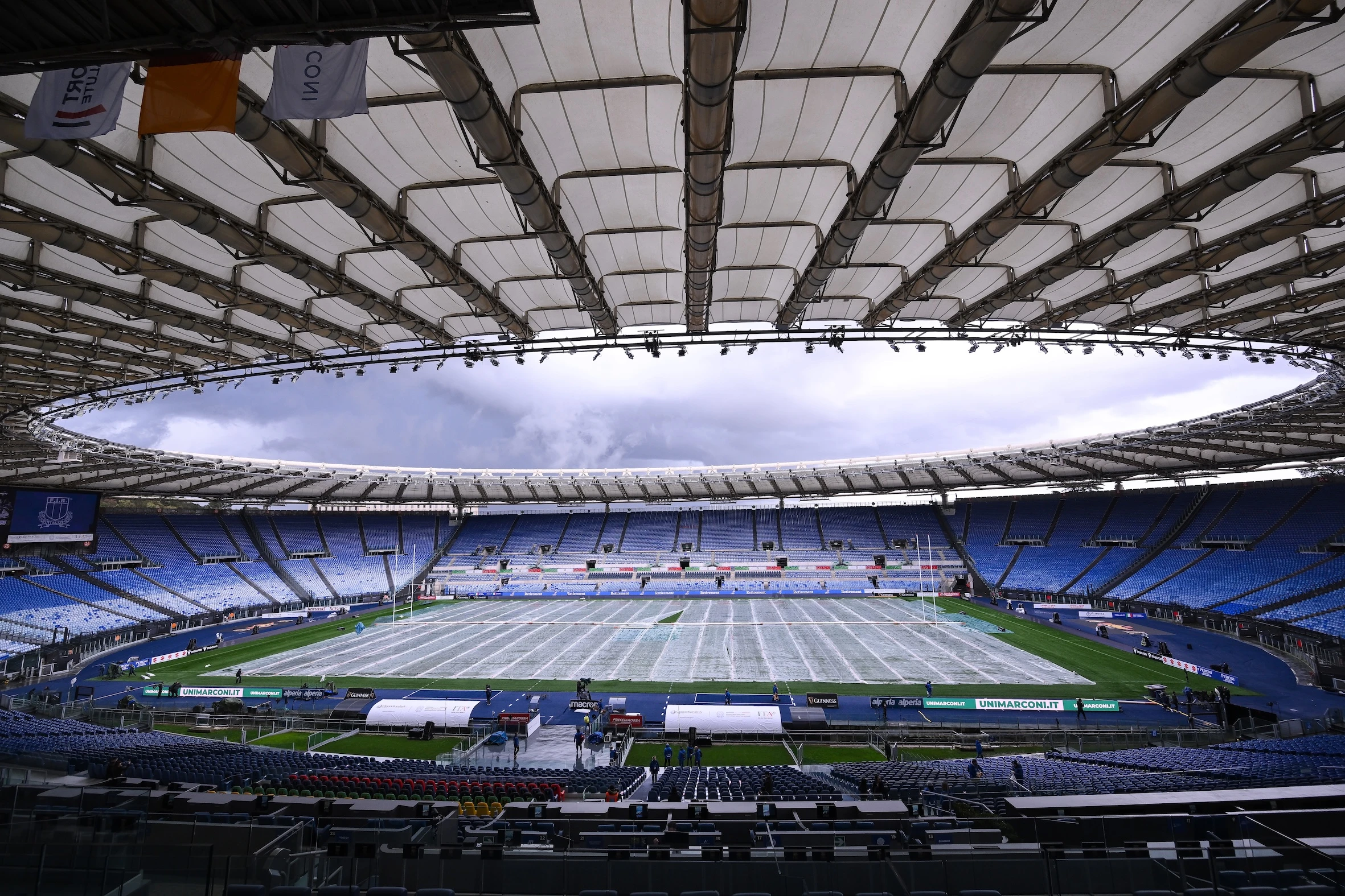 General view of Stadio Olimpico before the 2026 Guinness Six Nations Championship Round 1 game between Italy and Scotland in Stadio Olimpico