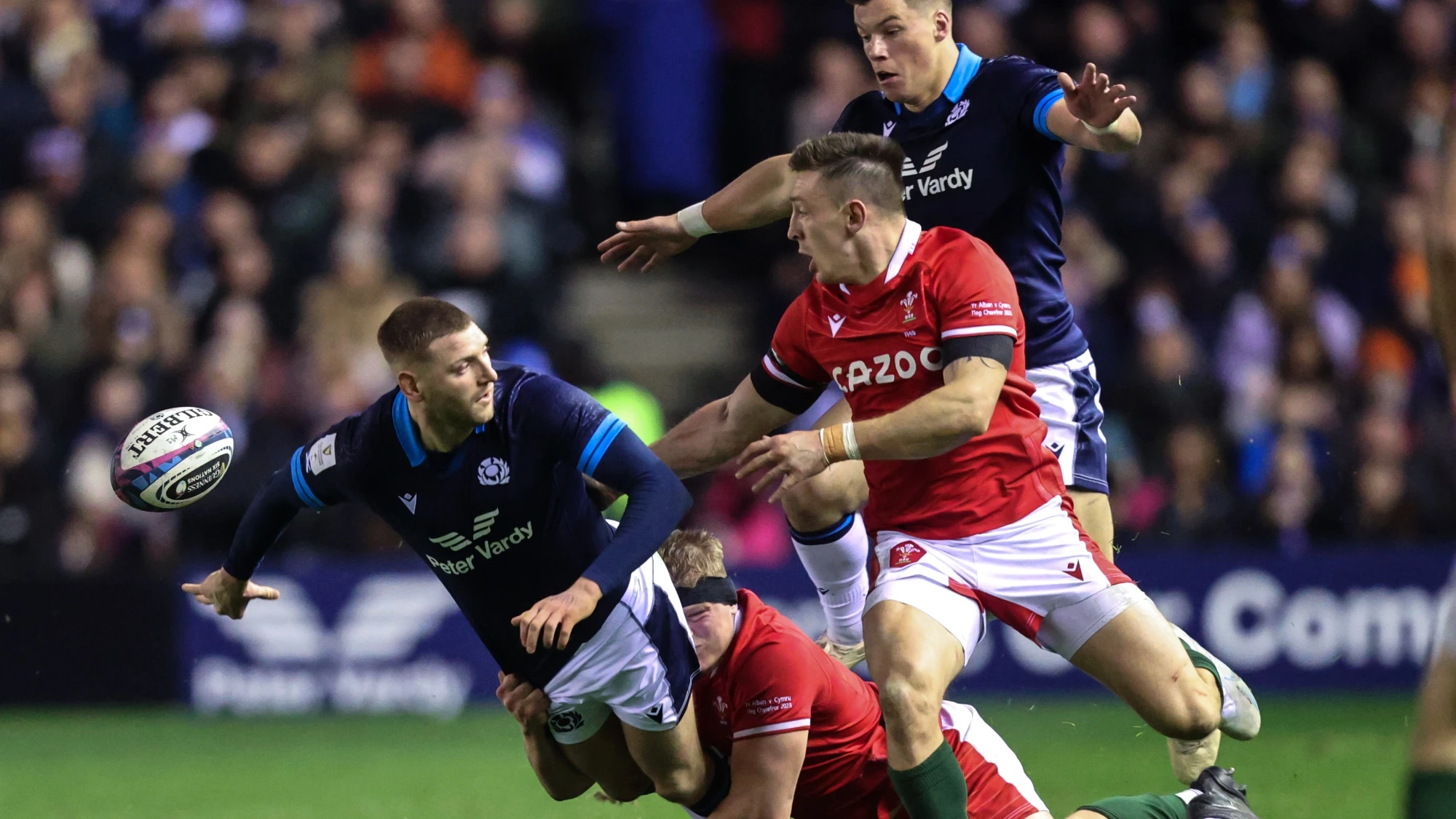 Finn Russell in action against Wales during the 2023 Guinness Men's Six Nations