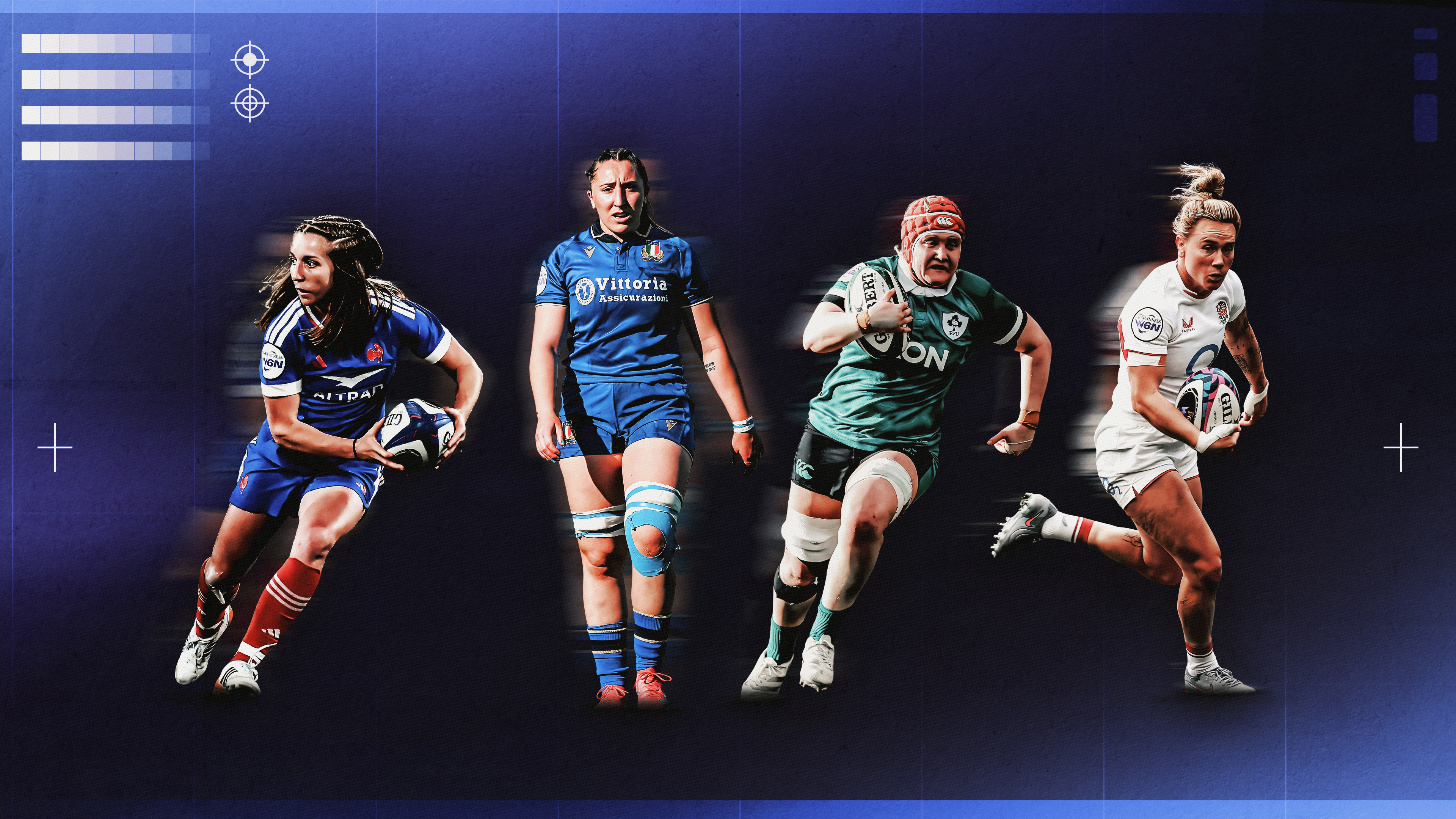A creative featuring the four nominees for the 2026 Guinness Women's Six Nations Player of the Championship award.