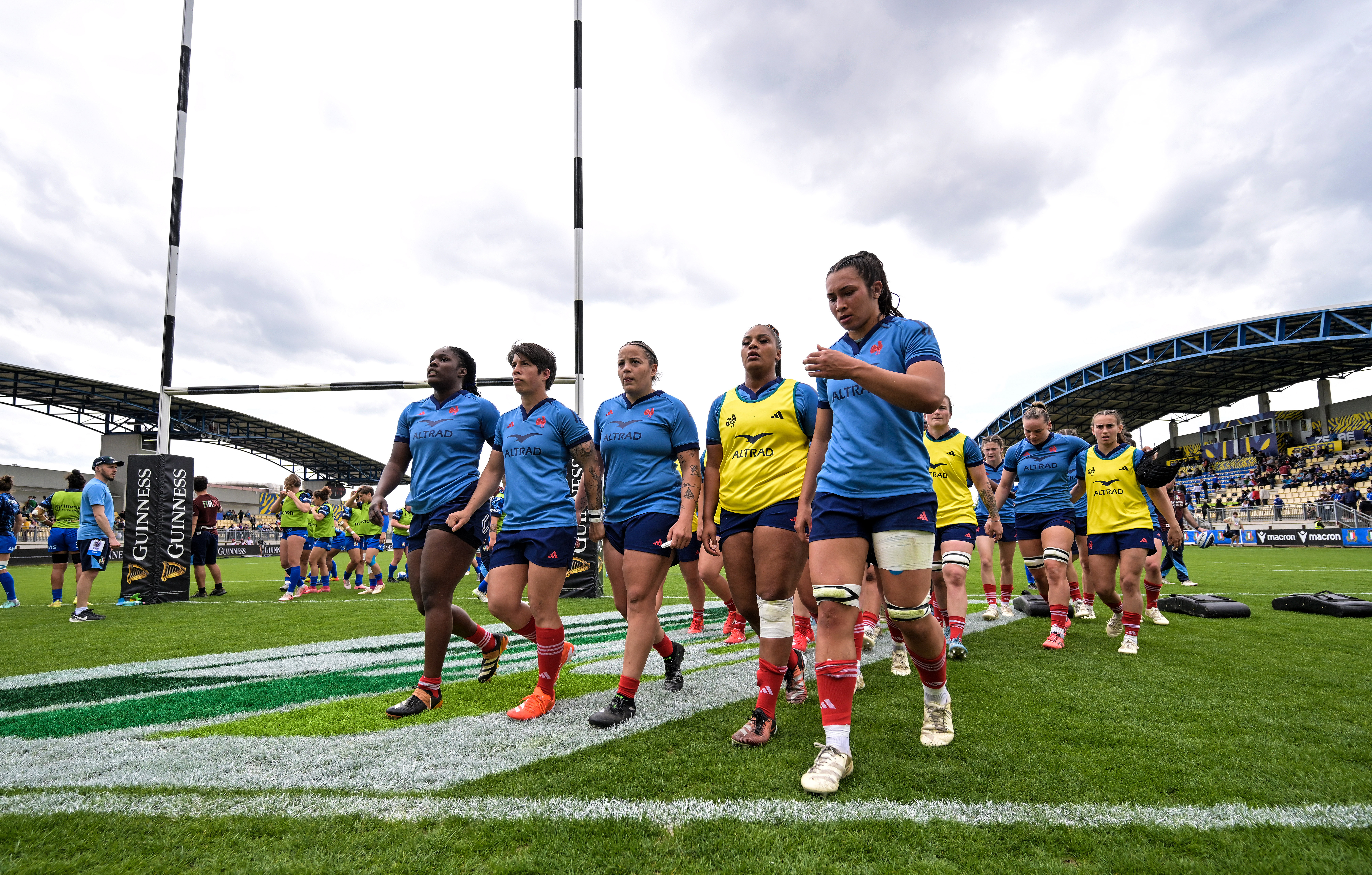 The France team ahead of the 2025 Guinness Women's Six Nations Championship Round 4 game between Italy and France in Stadio Sergio Lanfranchi, Parma, Italy, Saturday, April 19, 2025 (Photo by Guiseppe Fama / Inpho)