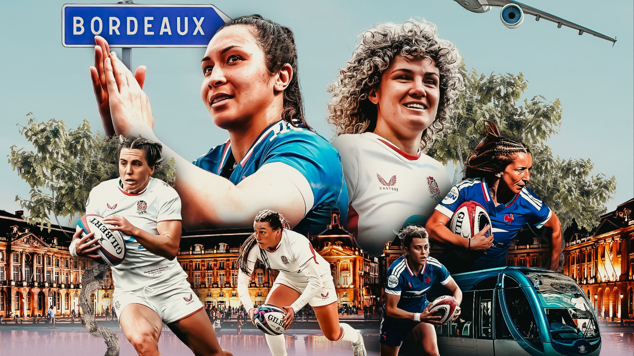 A graphic promoting the ticket competition for the 2026 Women's Six Nations match between France and England in Bordeaux.