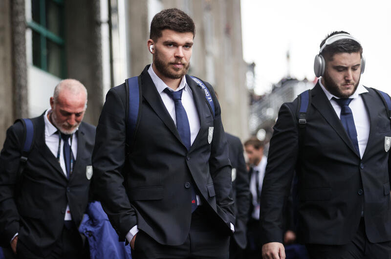 Matthieu Jalibert arrives before the 2024 Guinness Six Nations Championship Round 2 between Scotland and France in Scottish Gas Murrayfield, Edinburgh, Scotland Saturday, February 10, 2024 (Photo by Laszlo Geczo / Inpho) 