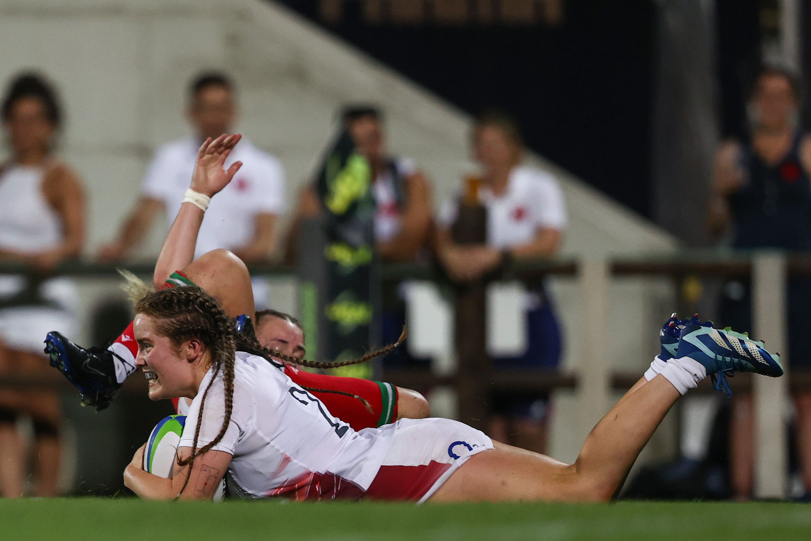 Niamh Swailes crosses for a try against Wales in the Six Nations Women's Summer Series