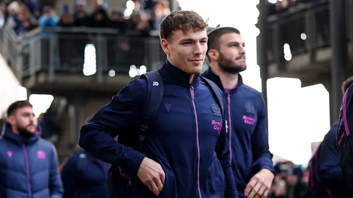 Scotland's Jamie Dobie arrives ahead of the 2025 Quilter Nations Series game against Argentina in Murrayfield.