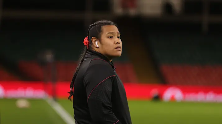 Wales' Sisilia Tuipulotu during the 2024 Guinness Women's Six Nations Championship Round 5 between Wales and Italy in Principality Stadium, Cardiff.