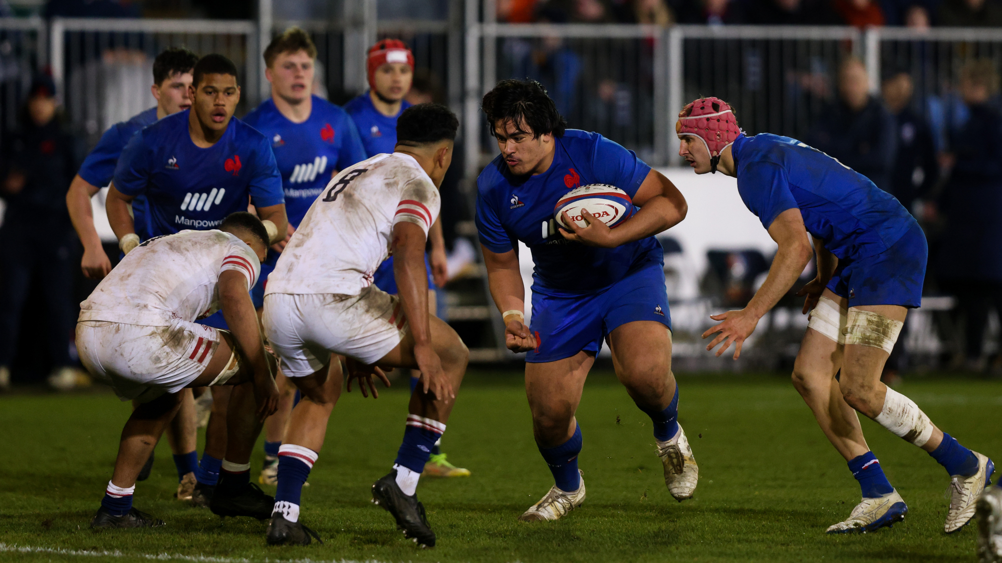 Posolo Tuilagi on the charge against England in 2023