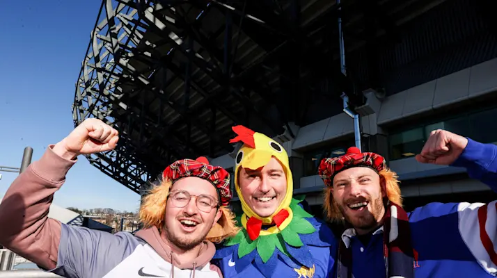 French fans in front of Murrayfield Stadium in Edinburgh ahead of 2026's round four clash.