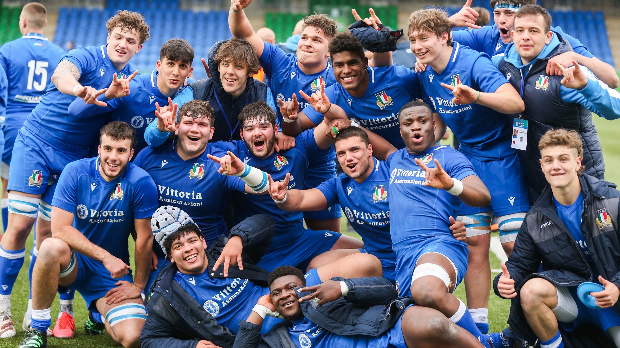 Italy celebrate after beating Scotland in Round 5 of the 2023 Championship.