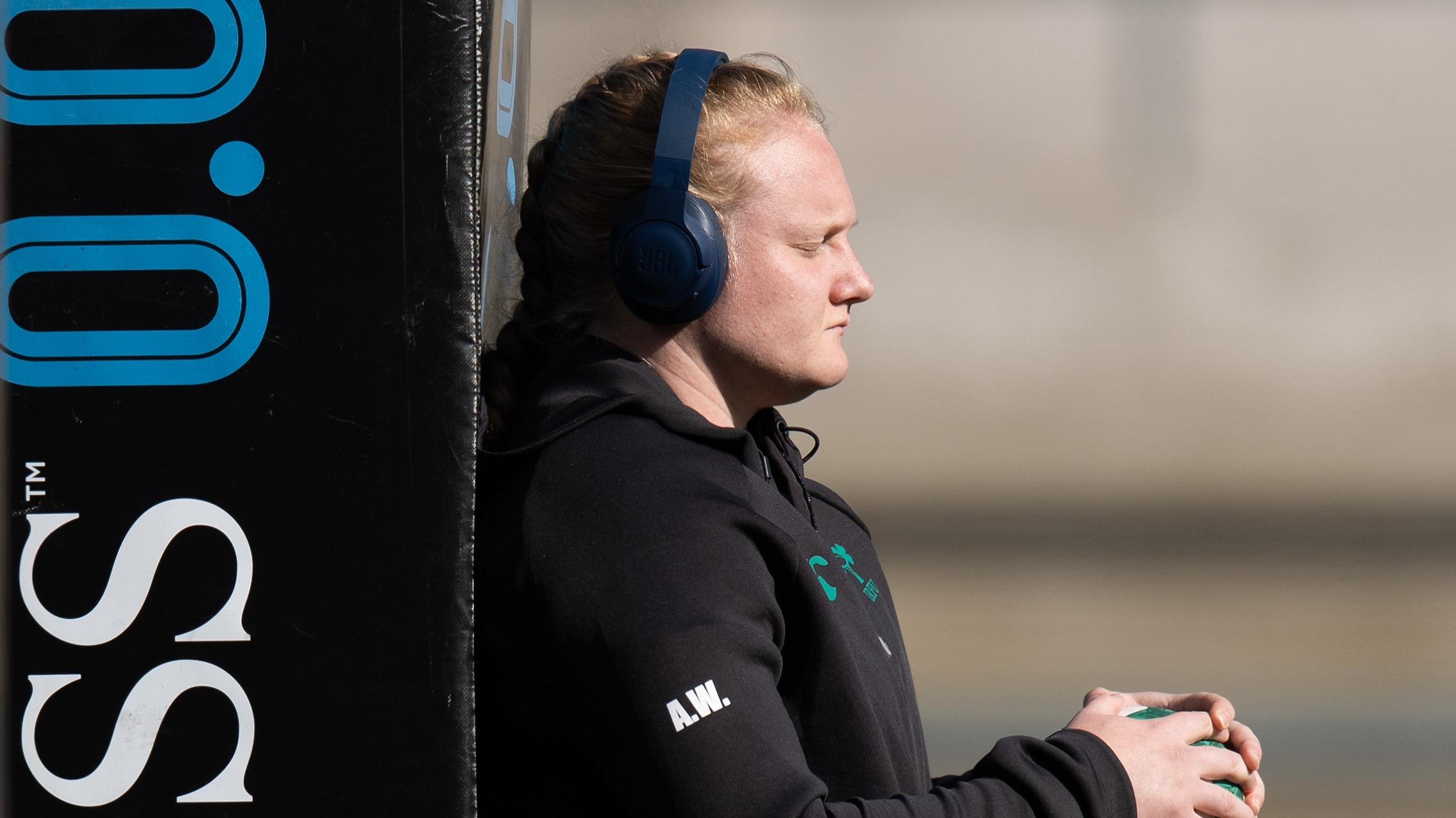 Aoife Wafer has a contemplative moment leaning against the post protectors ahead of a 2026 Championship match.