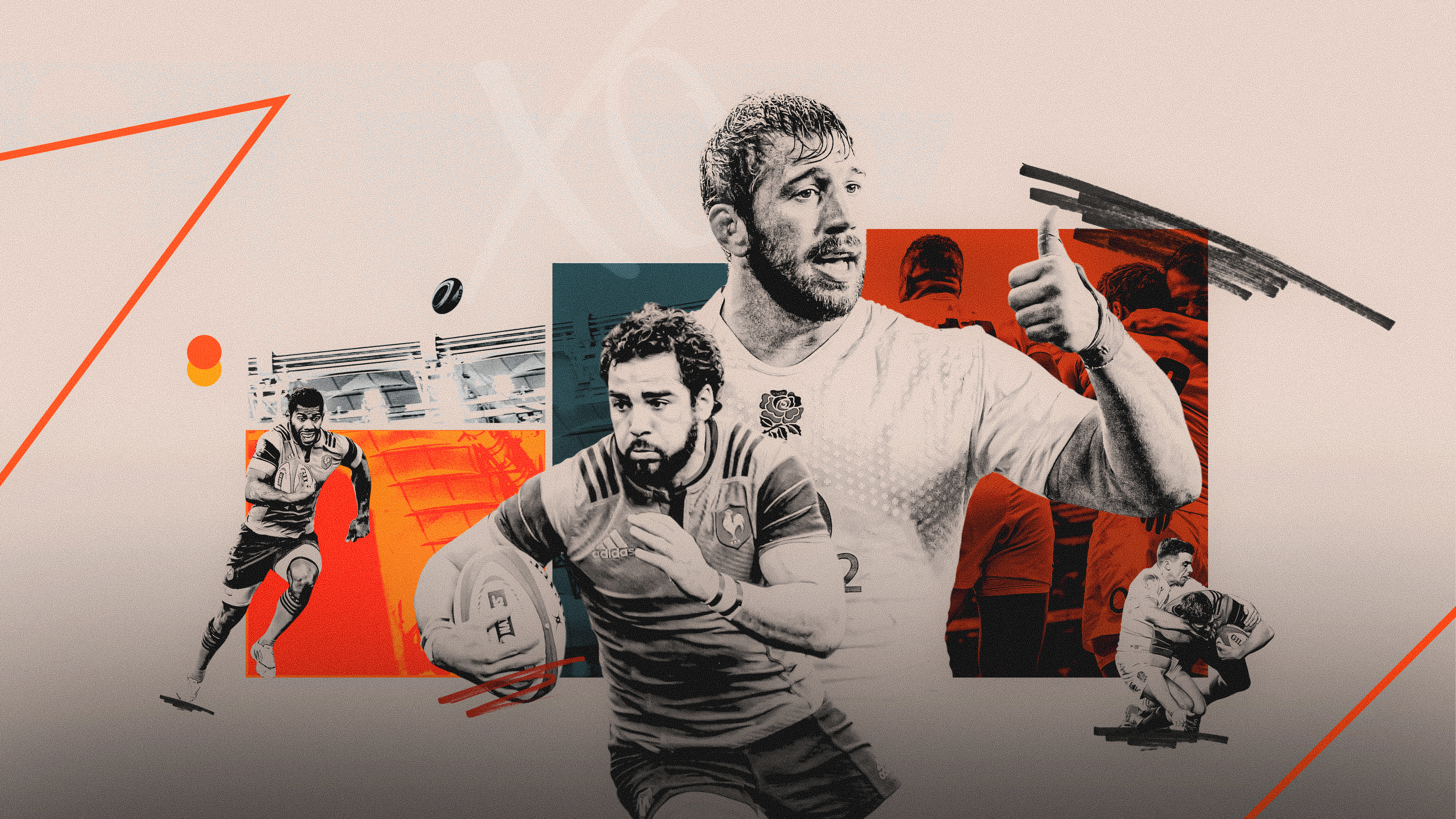 A graphic of the 2015 match between England and France featuring Chris Robshaw and Yoann Huget