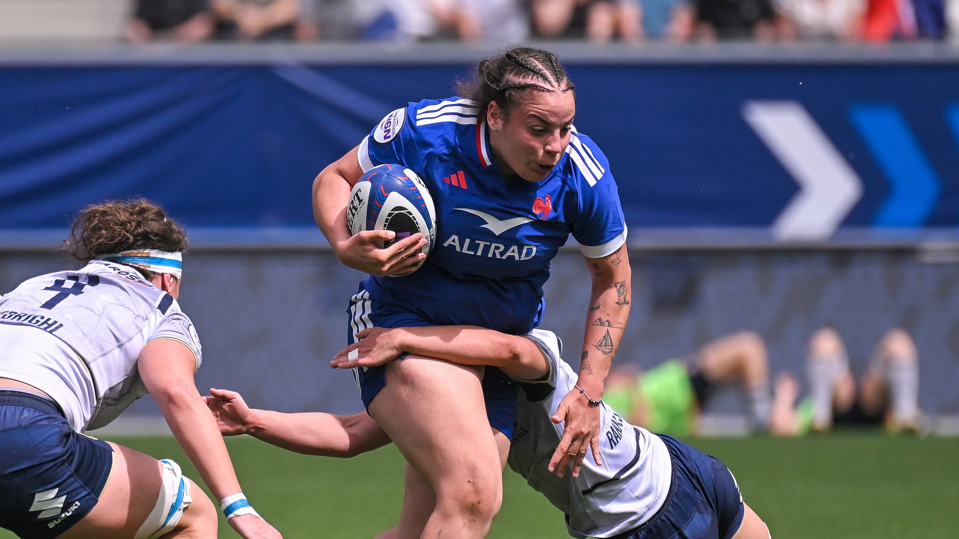 France's Assia Khalfaoui during the 2026 Guinness Women's Six Nations Championship Round 1 game between France and Italy in Alpine Stadium, Grenoble,