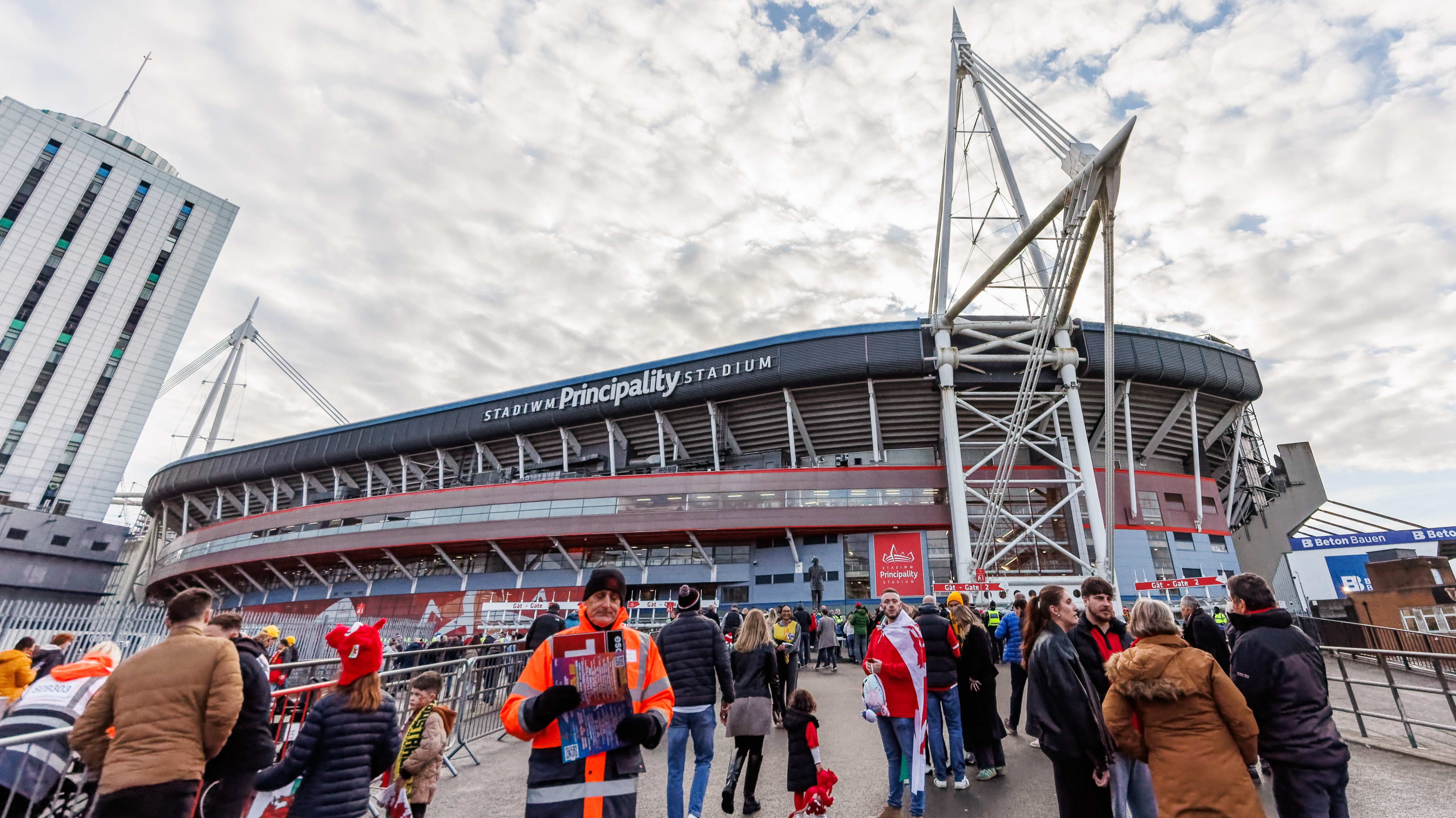A view of the Principality Stadium from Westgate St.