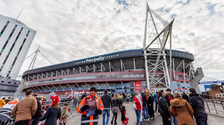 A view of the Principality Stadium from Westgate St.
