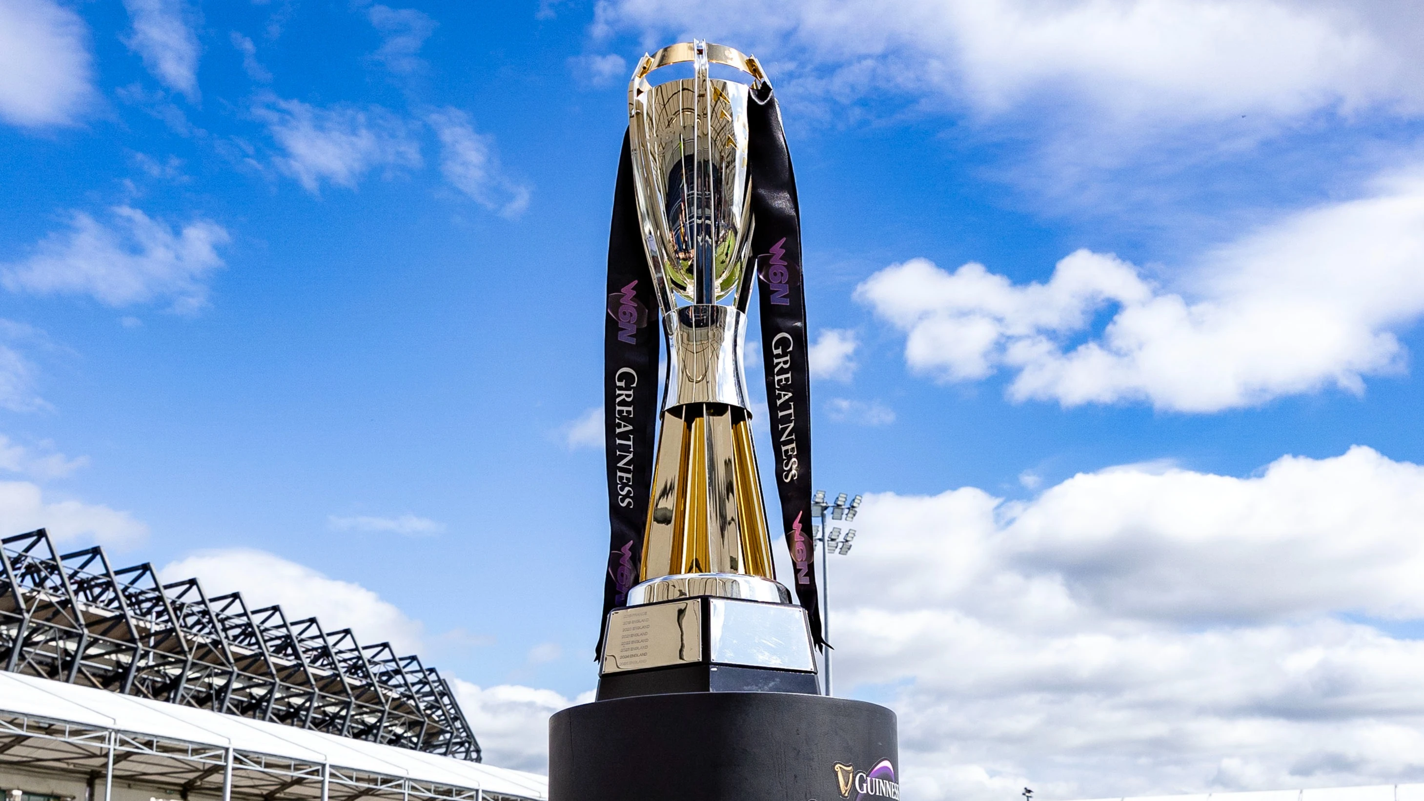 A view of the Guinness Women's Six Nations trophy outside Murrayfield.
