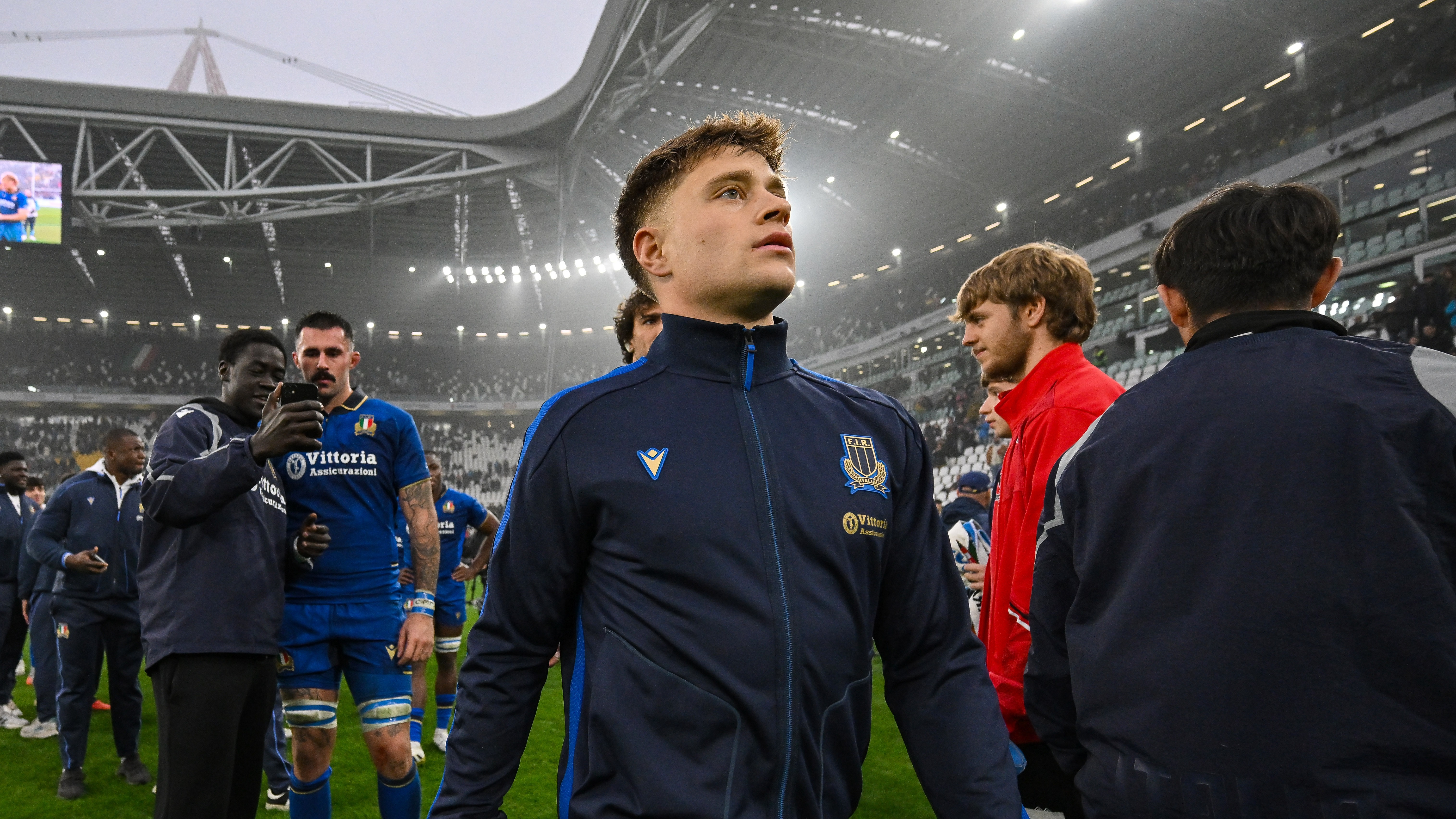Stephen Varney walks off the Allianz Stadium pitch in Turin after the 2025 Quilter Nations Series game against South Africa.
