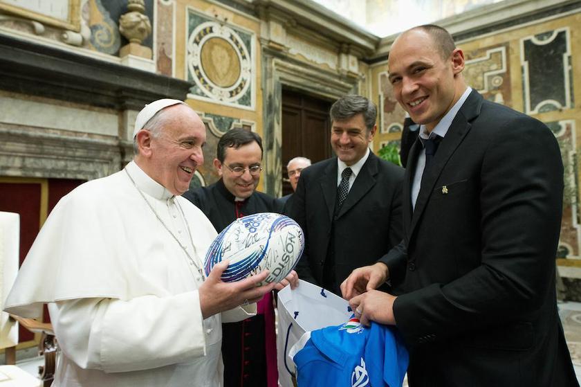 Pope Francis and Sergio Parisse 2013