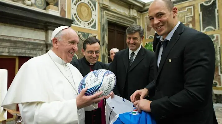 Pope Francis and Sergio Parisse 2013