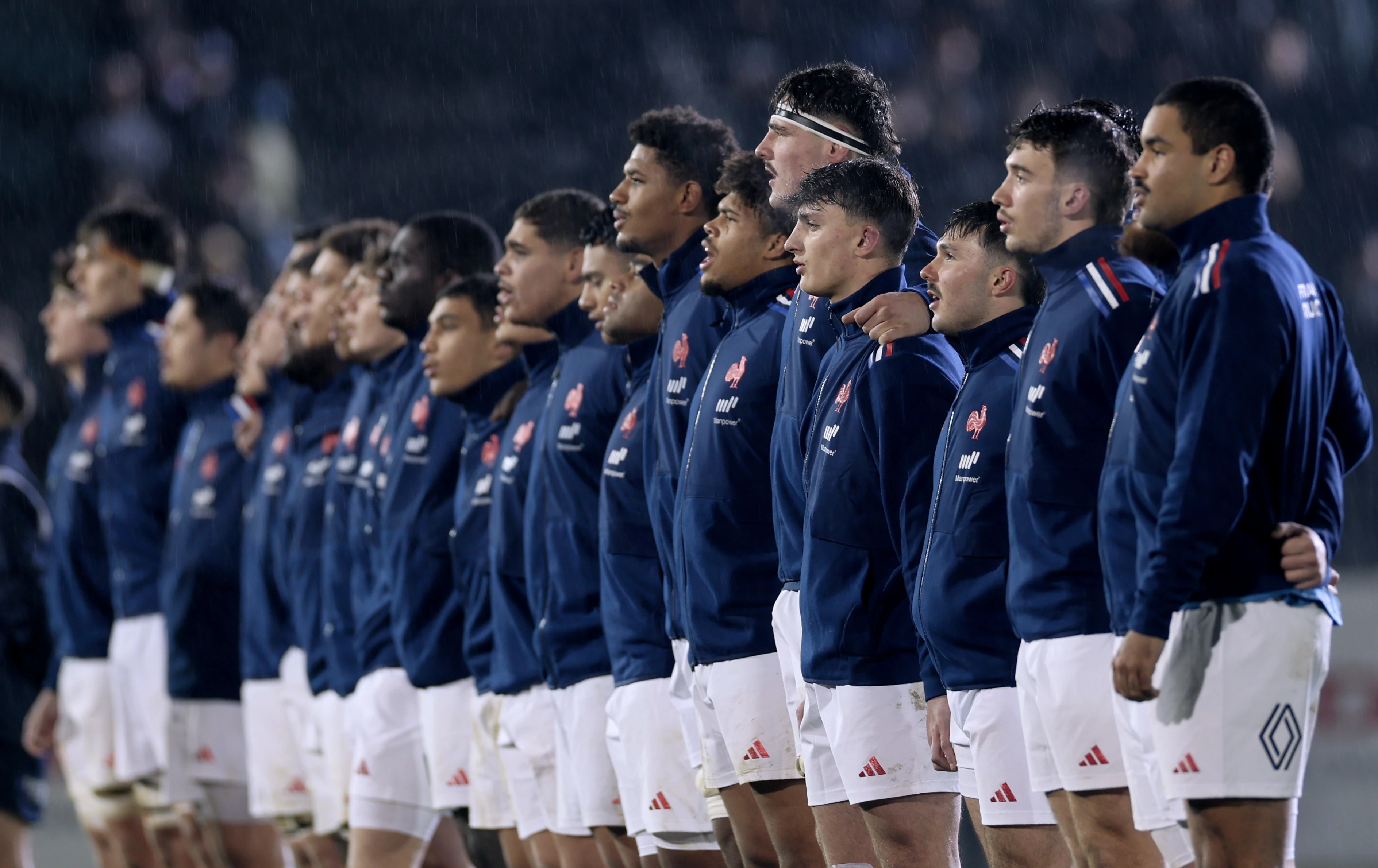 The France team before the 2025 Under 20 Six Nations Championship Round 2 between England and France in The Recreation Ground, Bath, England, Friday, February 7, 2025 (Photo by James Crombie / Inpho)