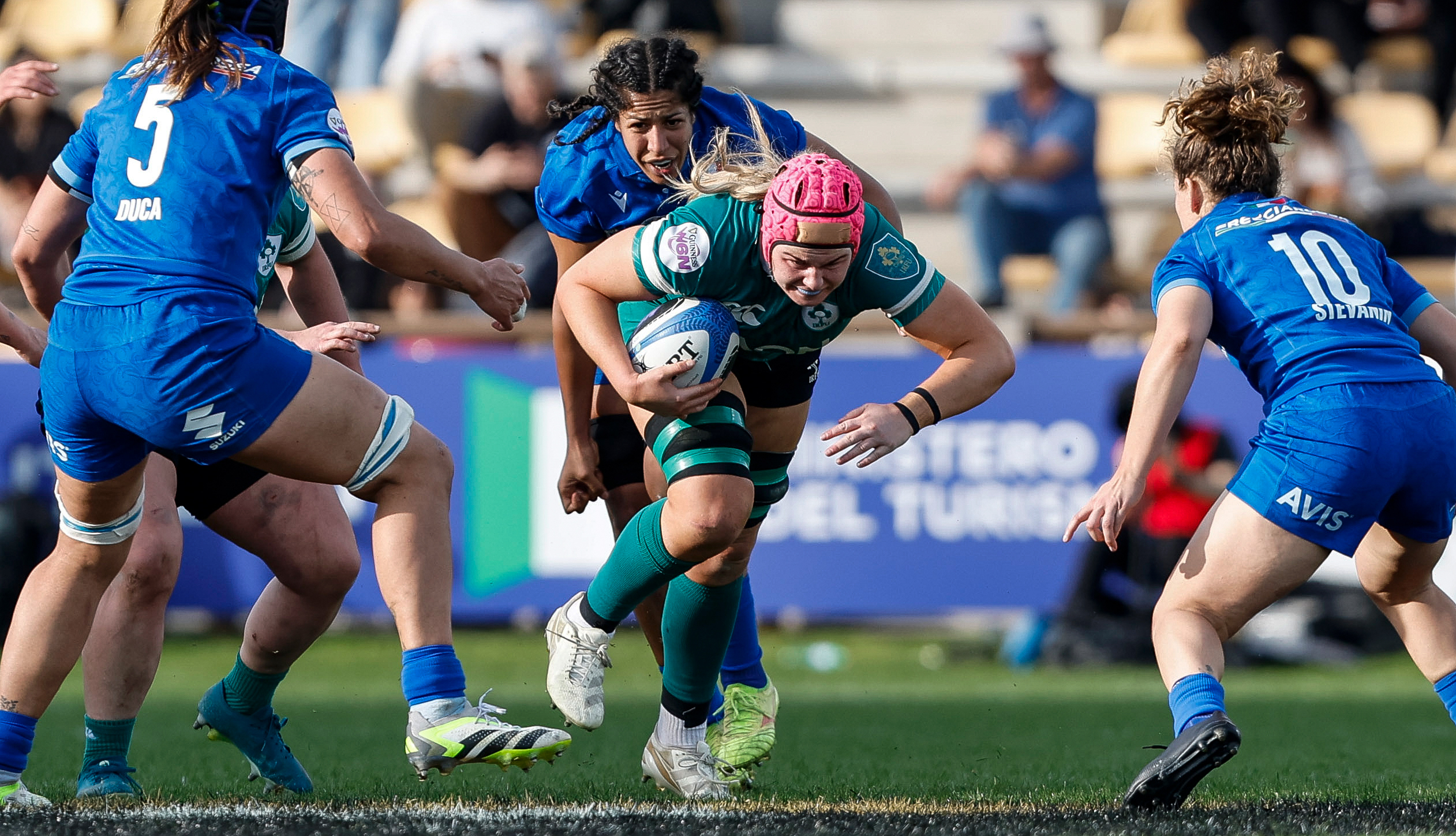 Ireland's Dorothy Wall during the 2025 Guinness Women's Six Nations Championship Round 2 game between Italy and Ireland in the Stadio Sergio Lanfranchi, Parma