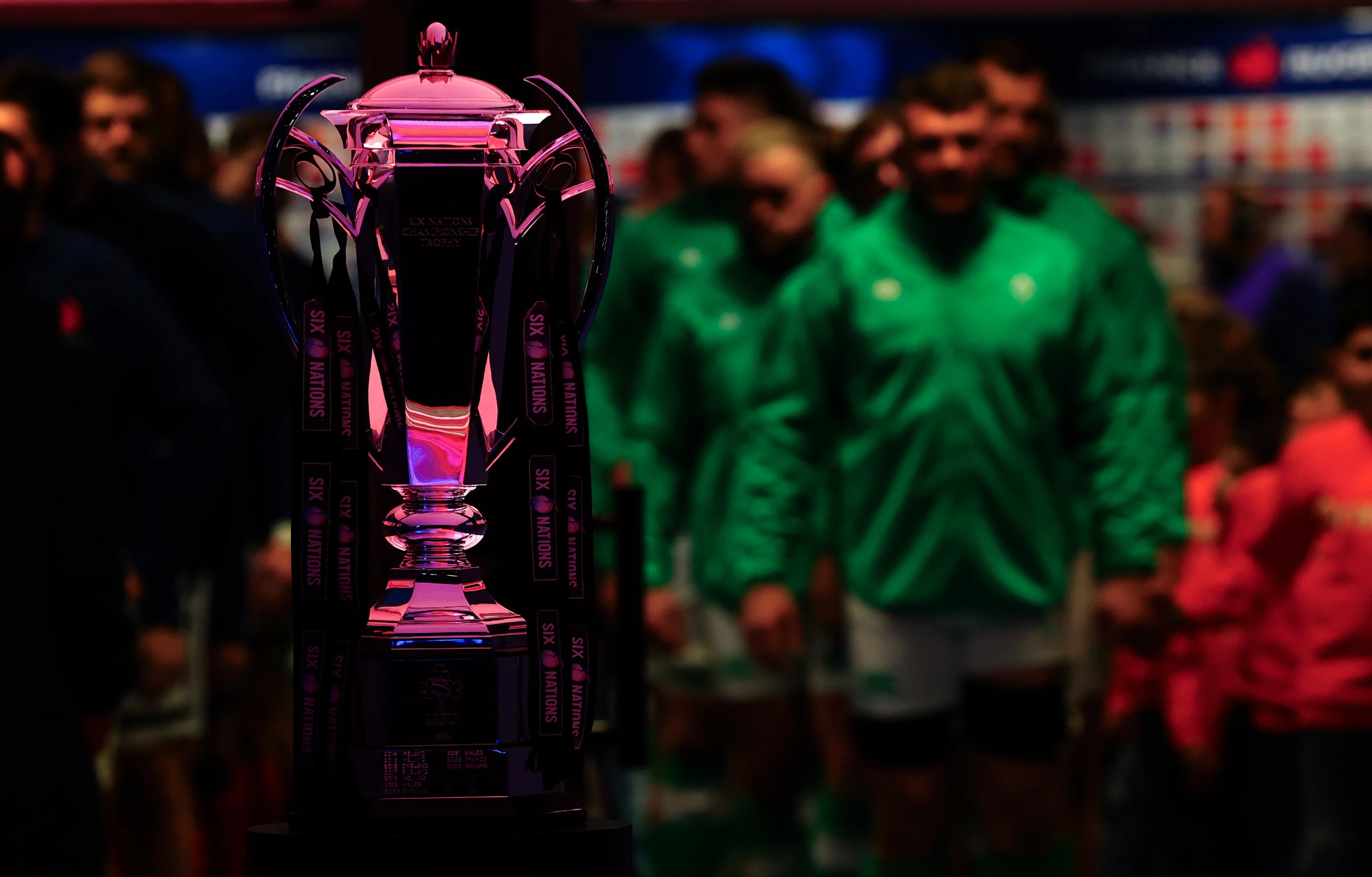 A view of the Guinness Six Nations trophy during the 2024 Guinness Six Nations Championship Round 1 between France and Ireland in Orange Vélodrome, Marseille, France, Friday, February 2, 2024 (Photo by Billy Stickland / Inpho)