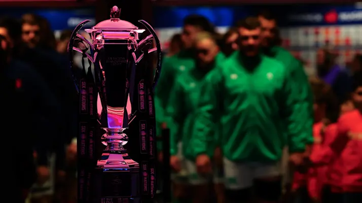 A view of the Guinness Six Nations trophy during the 2024 Guinness Six Nations Championship Round 1 between France and Ireland in Orange Vélodrome, Marseille, France, Friday, February 2, 2024 (Photo by Billy Stickland / Inpho)