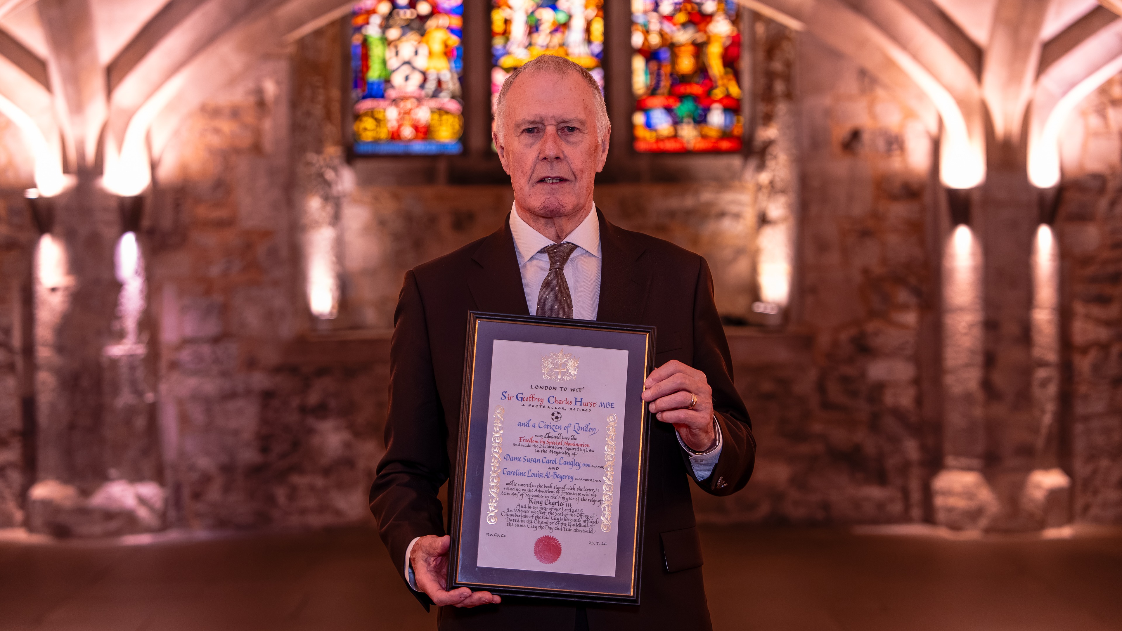 Sir Geoff Hurst has been awarded the Freedom of the City of London