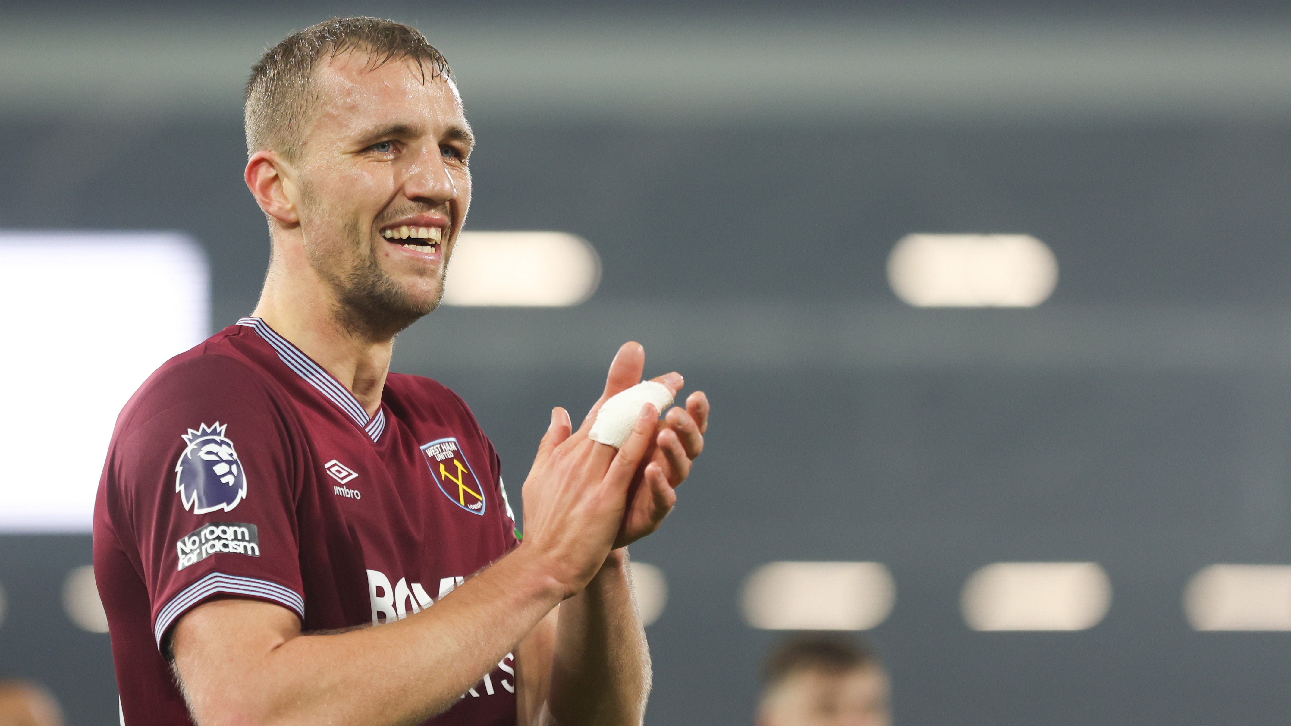 Tomáš Souček applauds fans