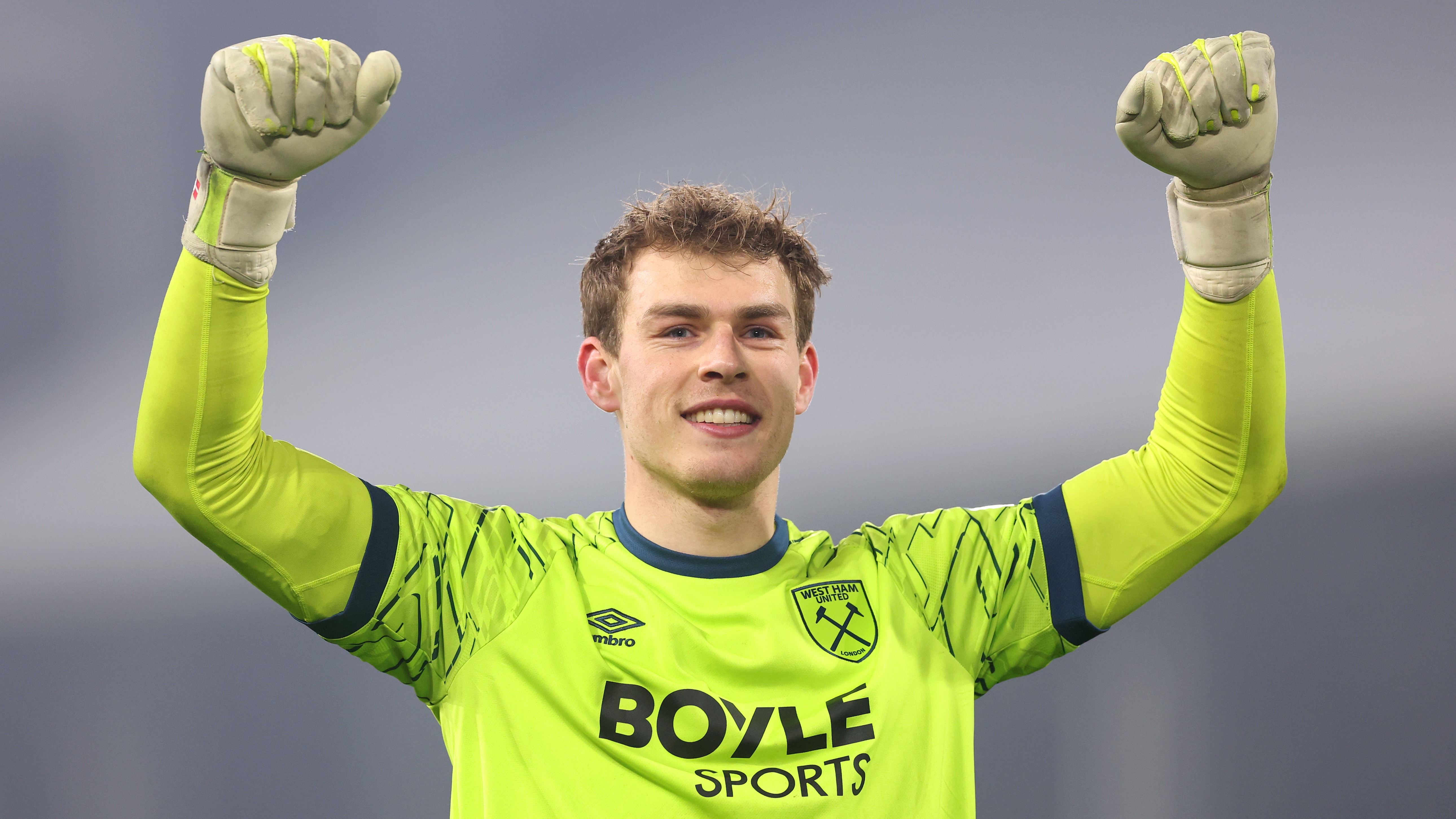 Mads Hermansen celebrates victory at Fulham