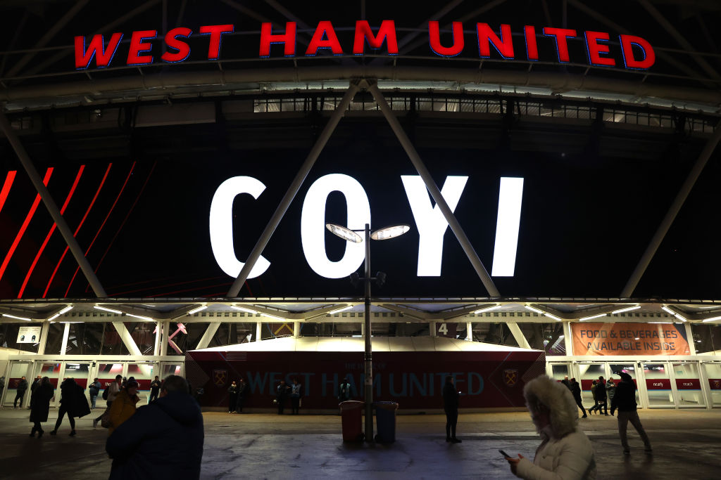 London Stadium GV external screens night