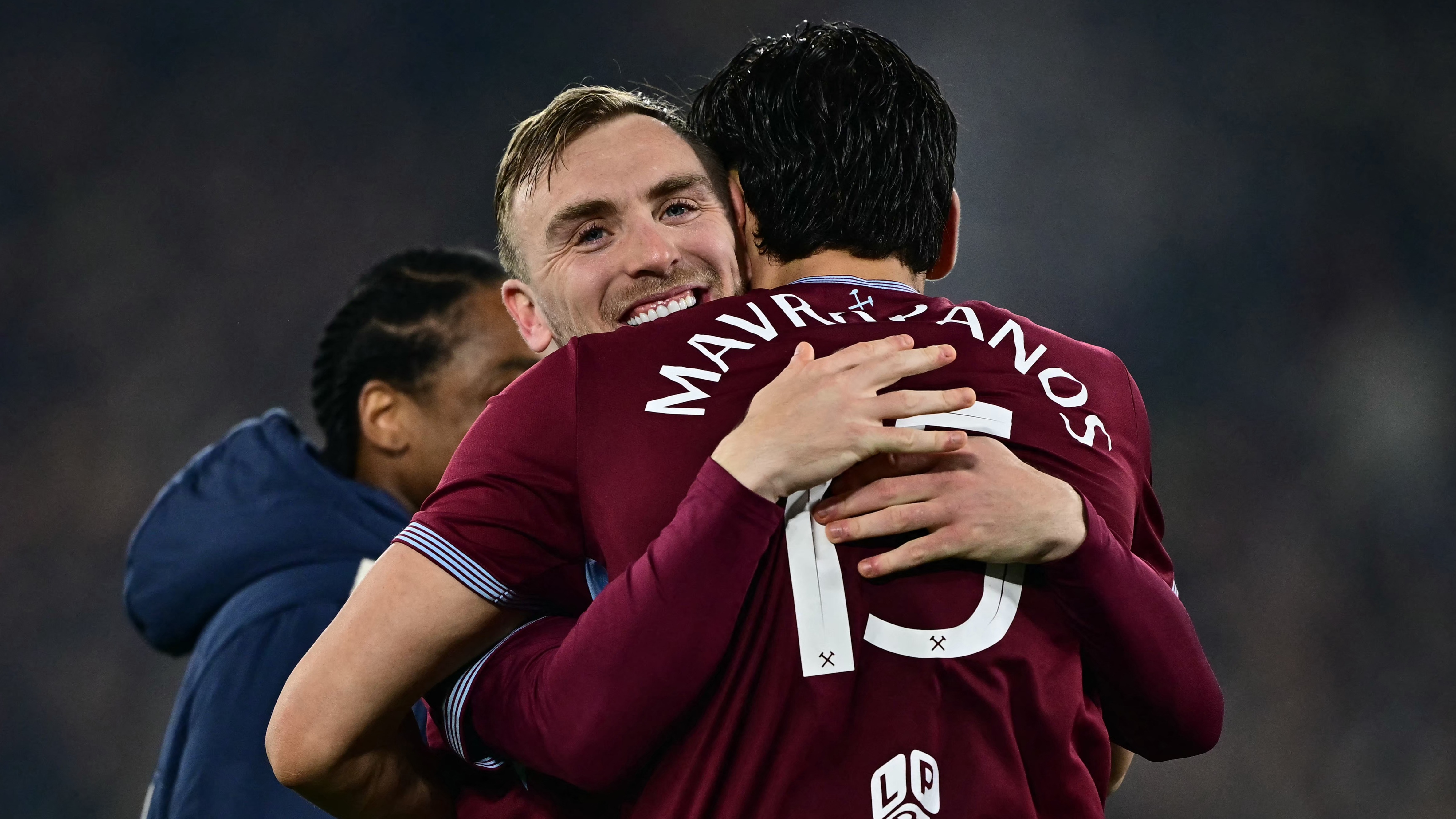 Bowen and Mavropanos celebrate victory over Brentford