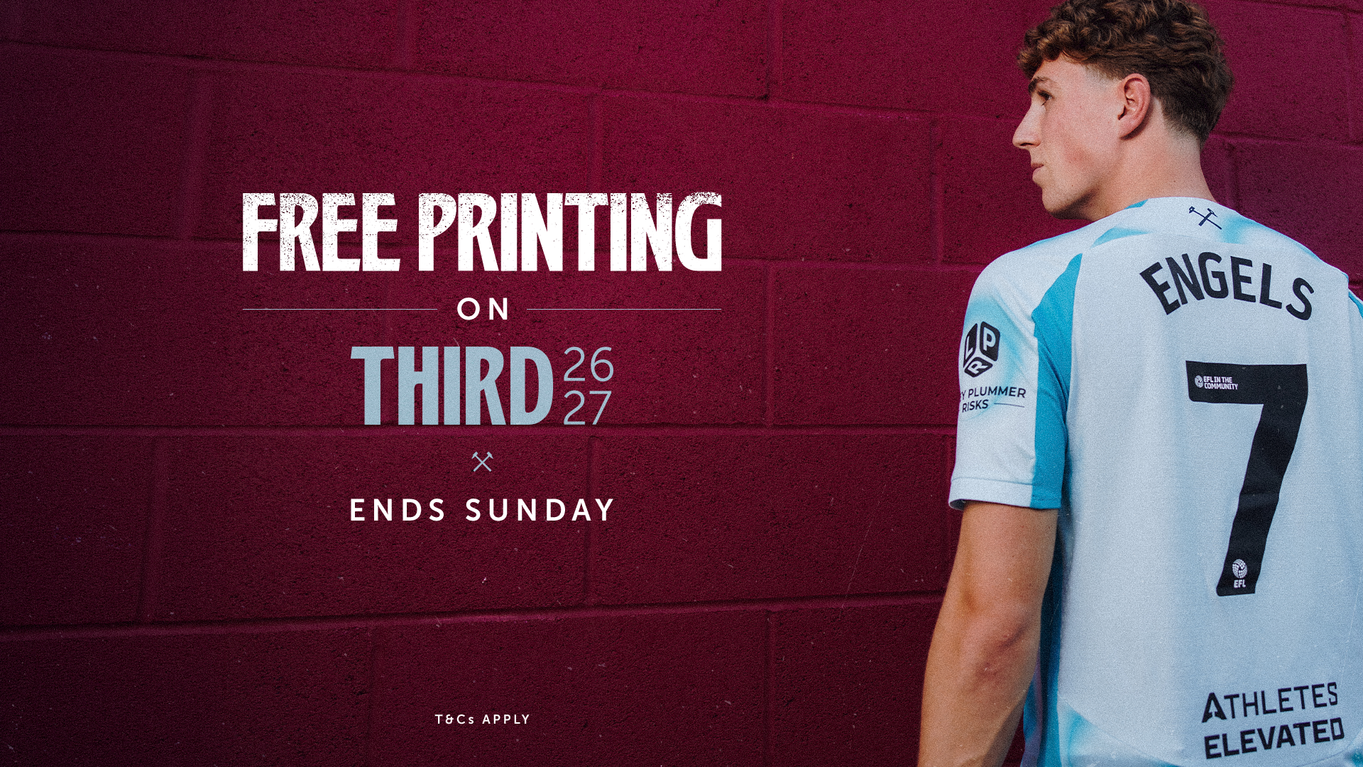 Third shirt free printing offer Engels 16x9