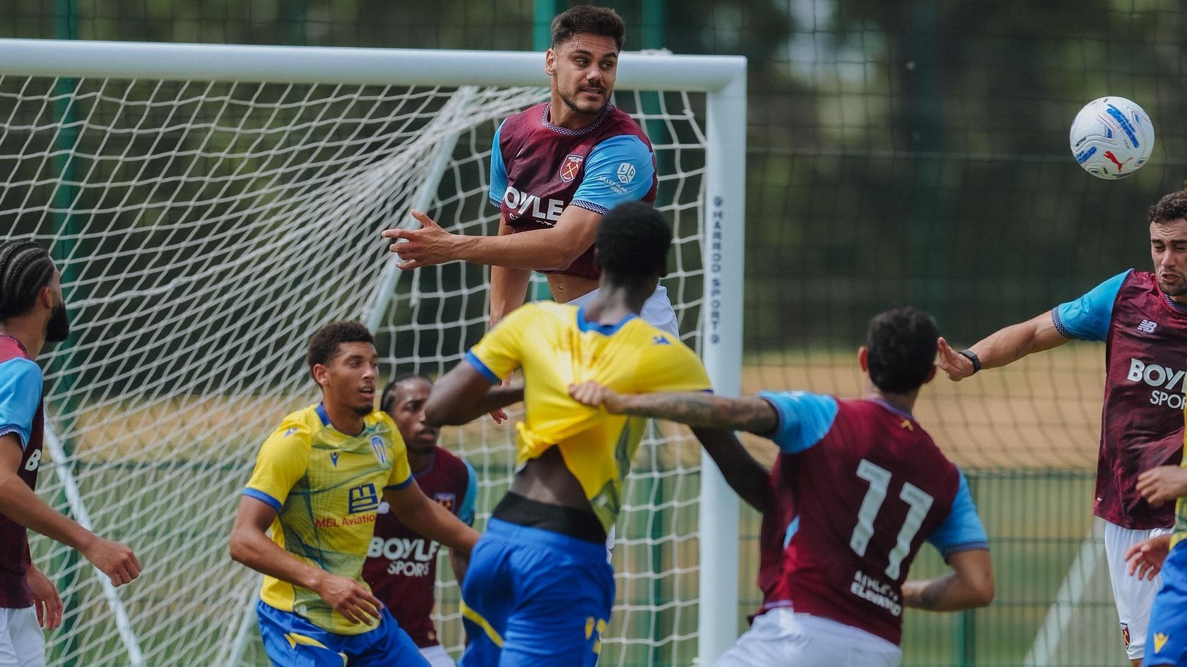 Dinos Mavropanos in action against Colchester United